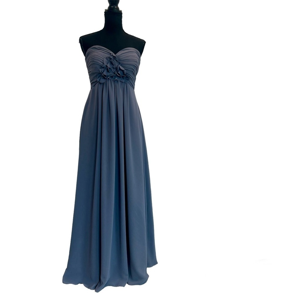 Bill Levkoff mauve gray strapless sweetheart ruched prom bridesmaid gown 8
